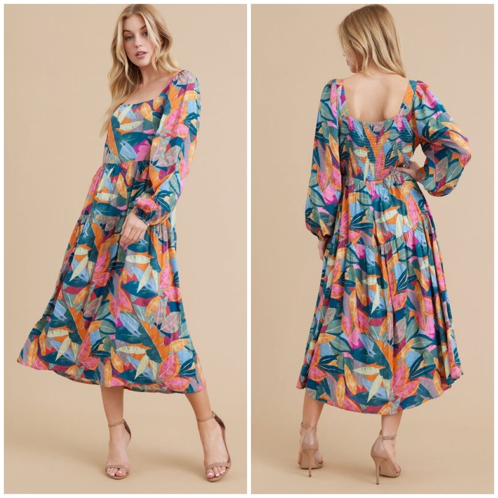 JODIFL Feminine Long Sleeves Midi Dress - Picture 2 of 5